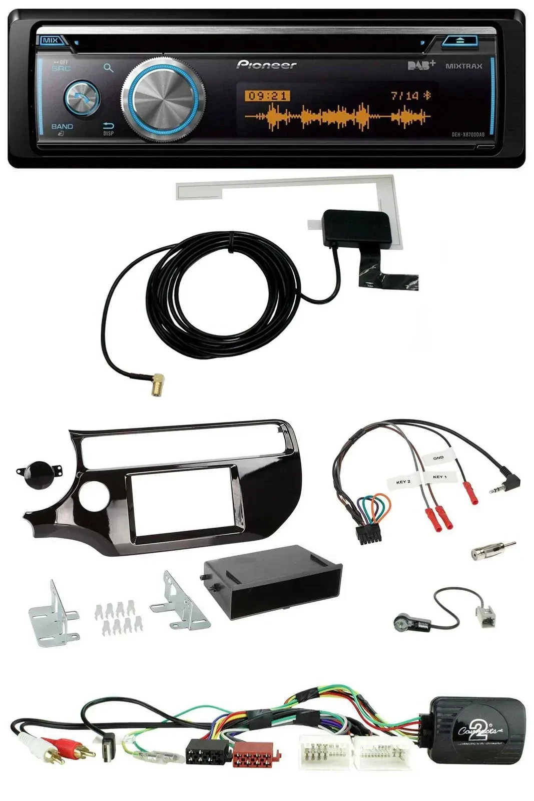 Автомагнитола Pioneer Bluetooth, DAB, USB, CD, поддержка кнопок на руле, совместима с Kia Rio UB (с 03/2015)