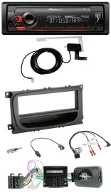 Автомагнитола Pioneer DAB, USB, Bluetooth, поддержка кнопок на руле, CAN для Ford Mondeo и S-Max (2007–2014), черная