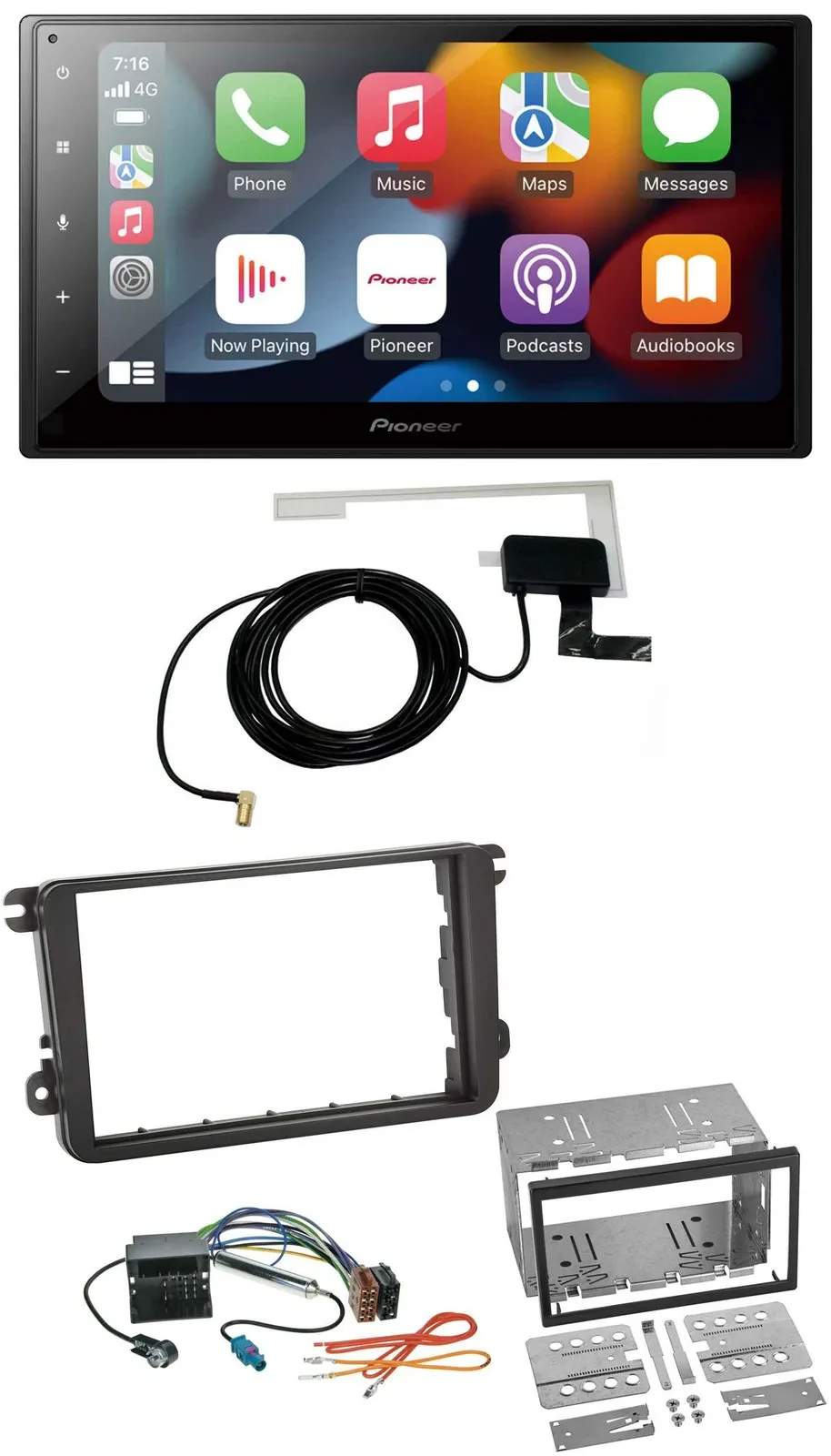 Автомагнитола Pioneer 2DIN Bluetooth DAB USB для Skoda Fabia/Octavia II/Rapid