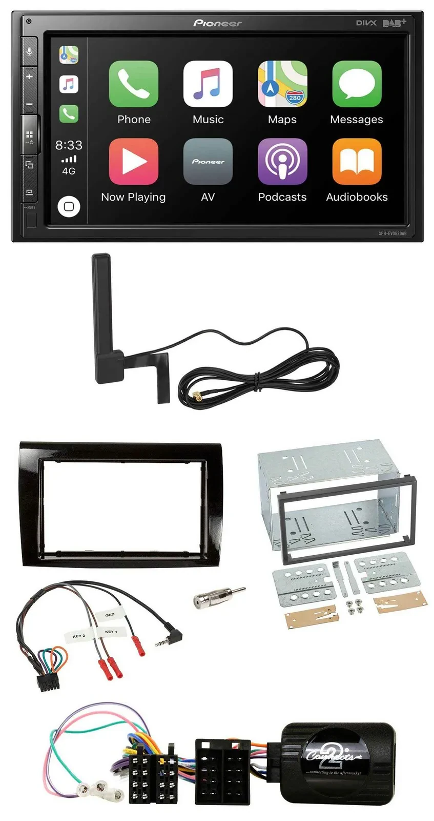 Автомагнитола Pioneer 2DIN, USB, Bluetooth, DAB, для Fiat Bravo (2007–2014), поддержка кнопок на руле