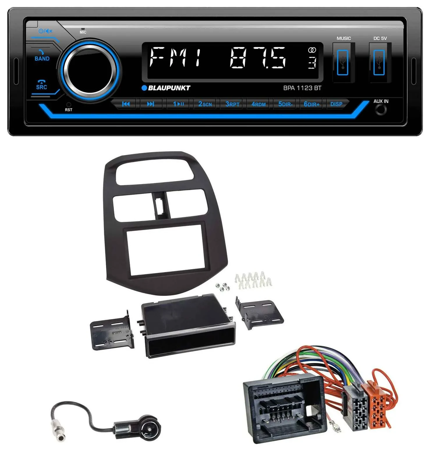 Blaupunkt MP3 Bluetooth USB AUX Autoradio für Chevrolet Spark (ab 2013)