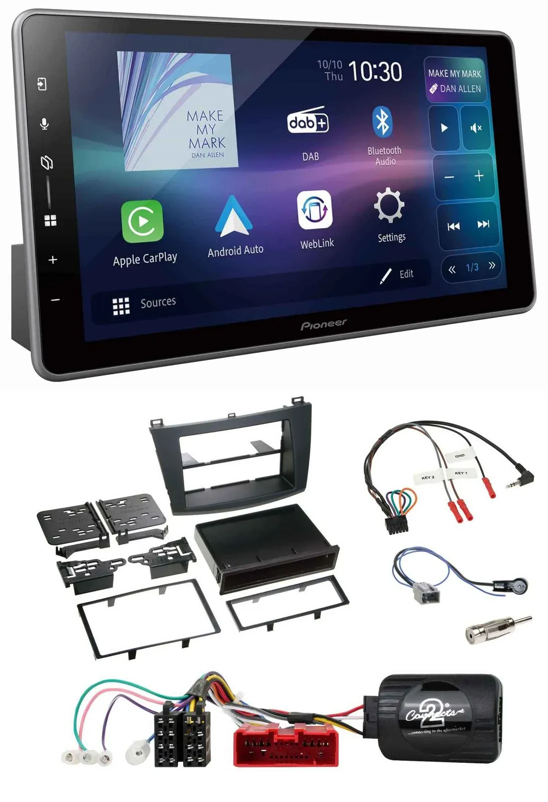 Автомагнитола Pioneer Bluetooth, USB, DAB, управление с руля (аналог), для Mazda 3 (2009–2013)