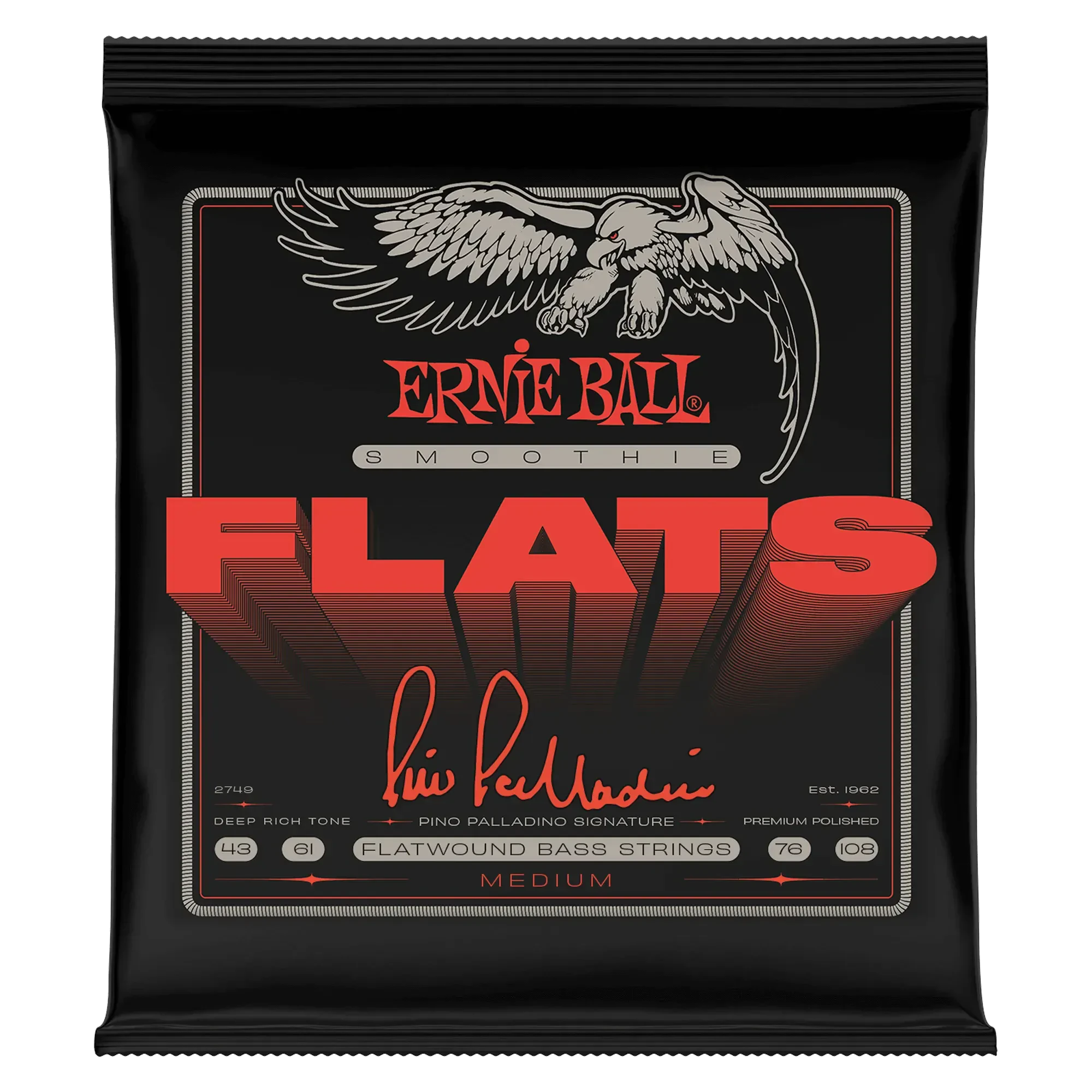 Струны для бас-гитары Ernie Ball 2749 Pino Palladino Smoothie Flats Medium 43-108