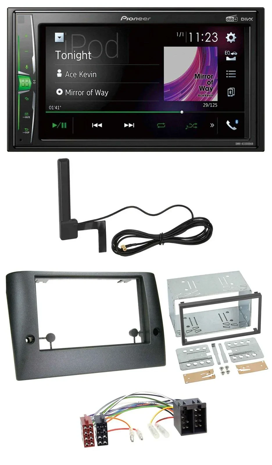 Pioneer MP3 DAB AUX 2DIN Bluetooth Autoradio für Fiat Stilo (ab 2005)