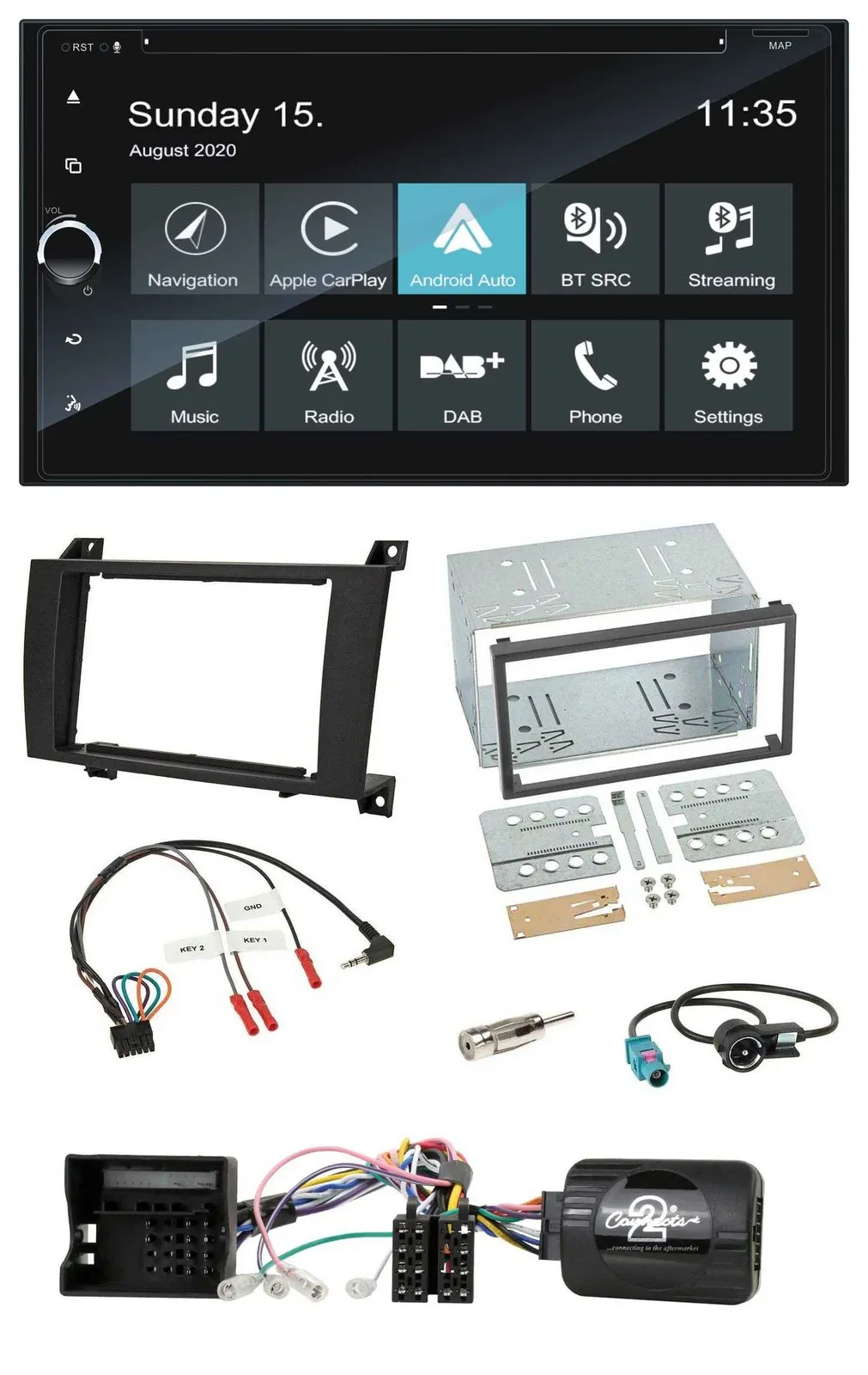 Blaupunkt 2DIN Lenkrad TMC Bluetooth USB DAB Navigation für Mercedes SLK R171 20