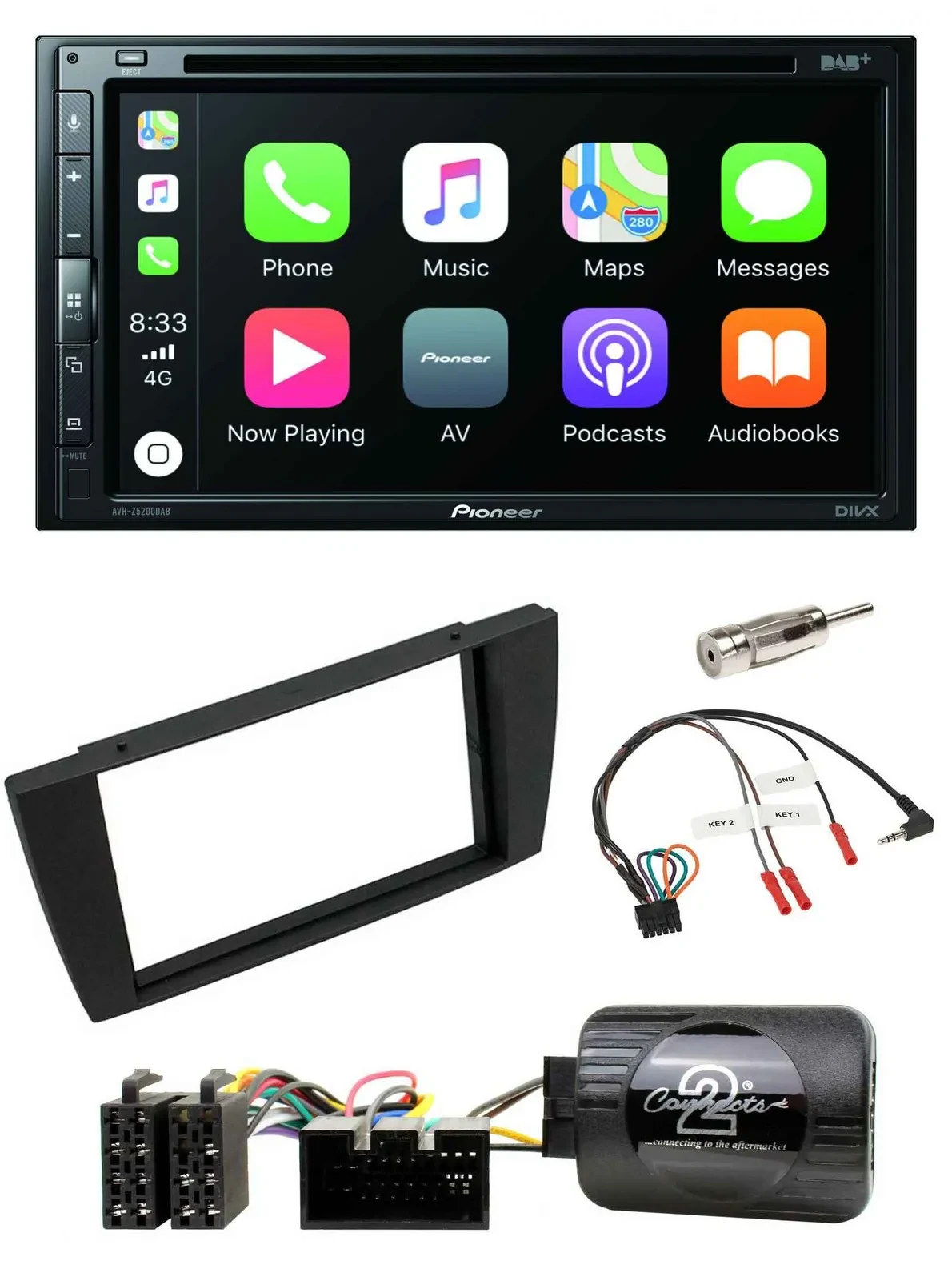Pioneer DVD 2DIN Lenkrad DAB Bluetooth USB Autoradio für Jaguar X-Type S 2003-20