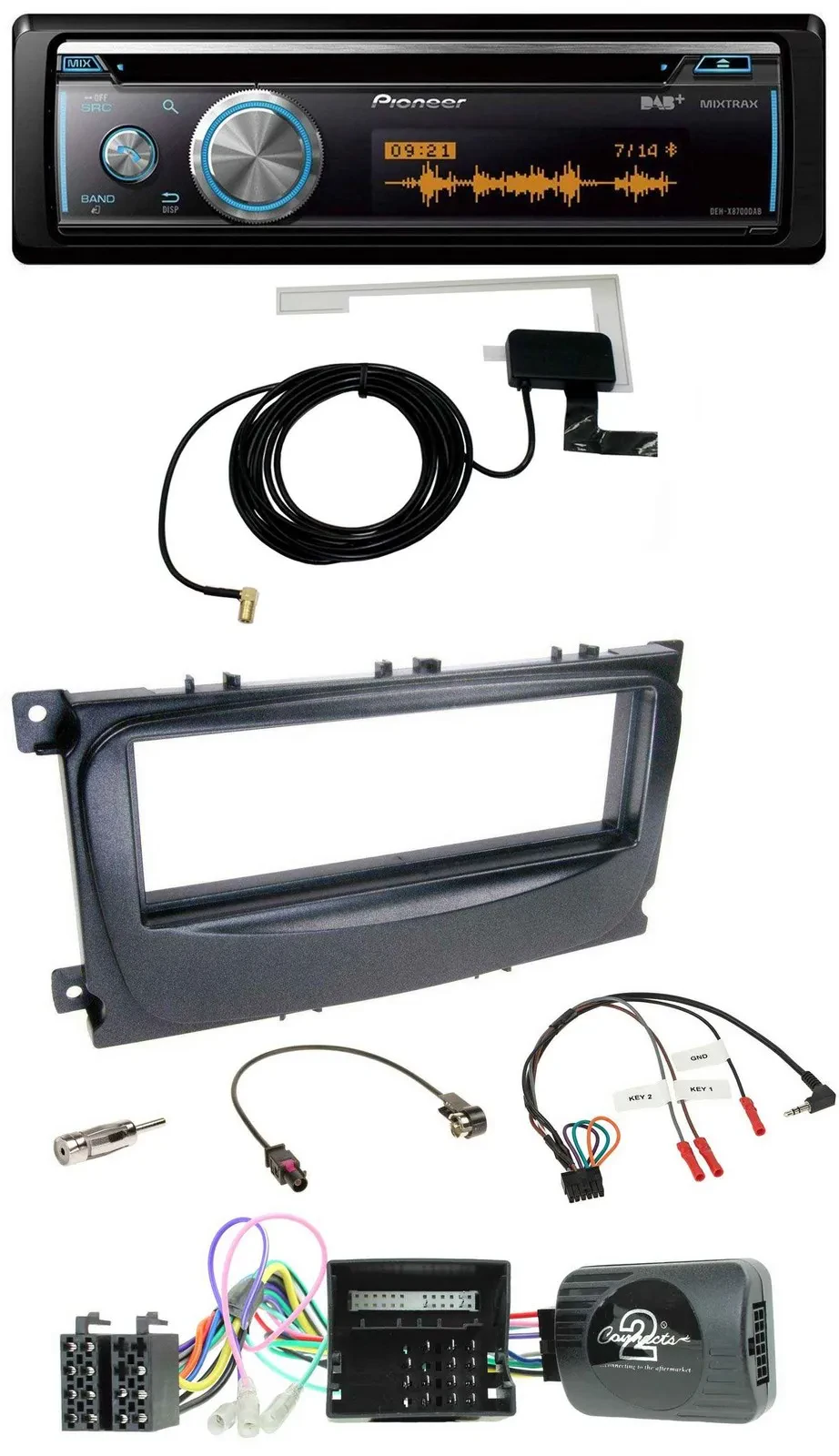 Автомагнитола для Ford Mondeo / S-Max 2007–2014 Pioneer Bluetooth, DAB, USB, CD, поддержка управления на руле, CAN