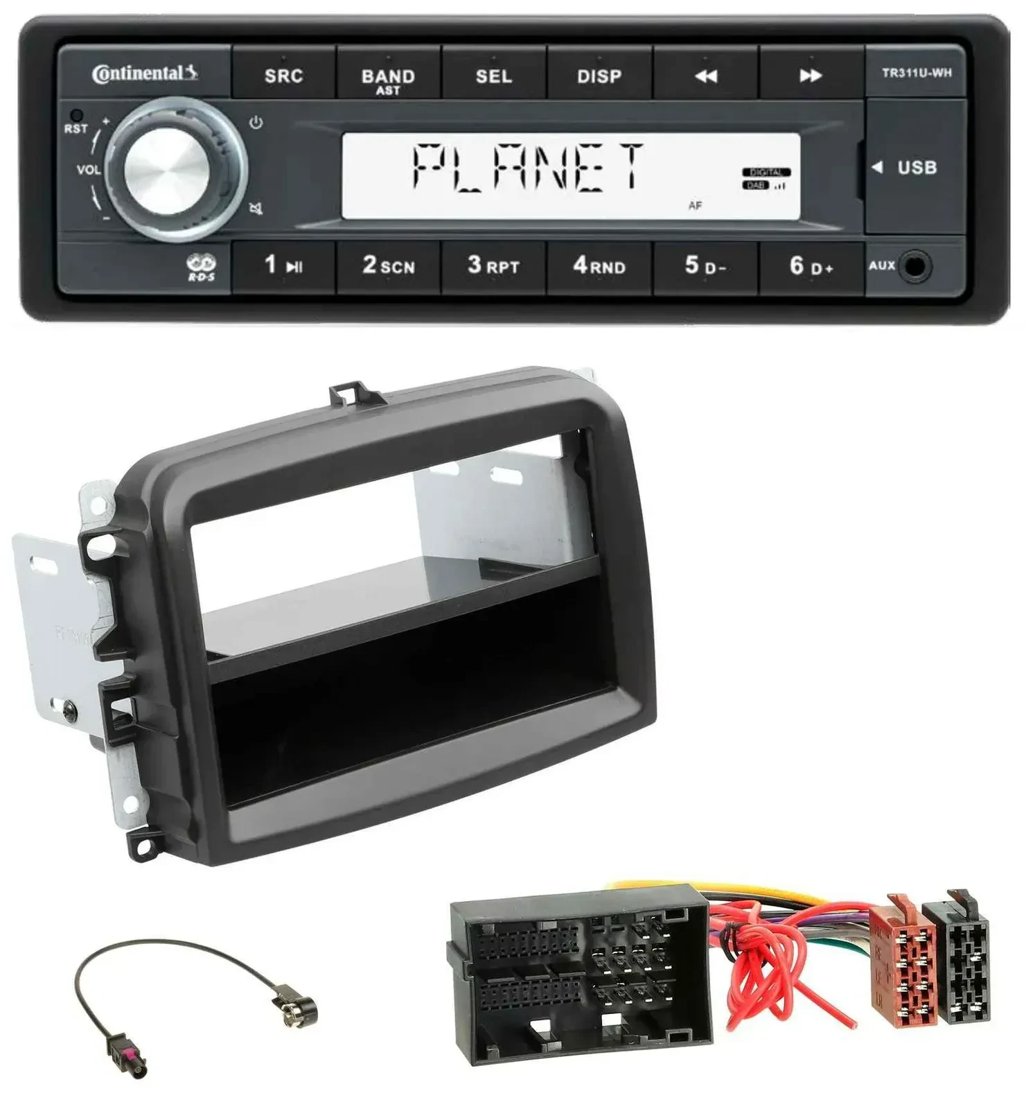 Continental USB MP3 AUX 1DIN Autoradio für Fiat 500 L (ab 2012)