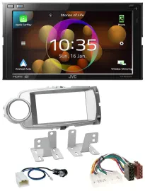 JVC DAB MP3 2DIN Bluetooth USB Autoradio für Toyota Yaris 2011-2014 silber