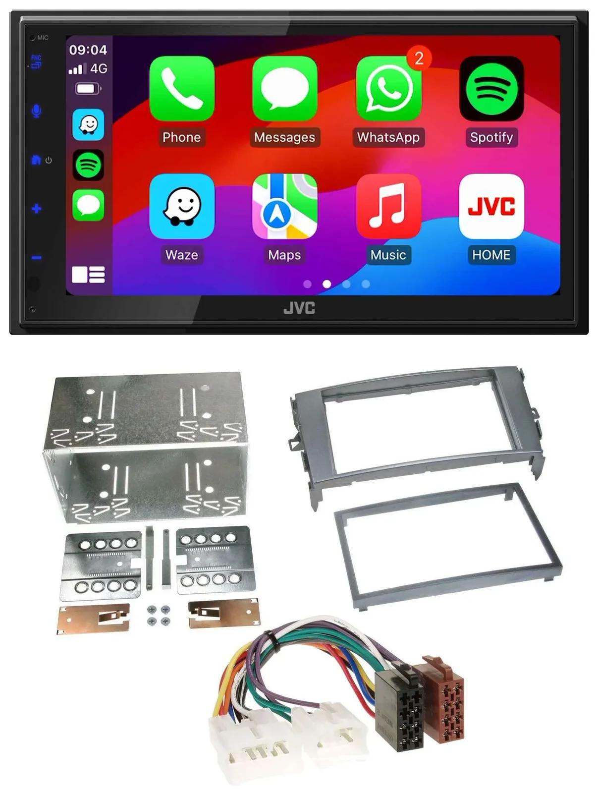 JVC Bluetooth 2DIN MP3 DAB USB Autoradio für Toyota Auris 07-12 anthrazit-grau