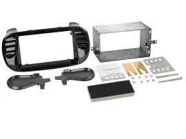 Radioblende Set Doppel DIN Autoradio für Fiat 500 08-15 schwarz glänz. HQ inkl.