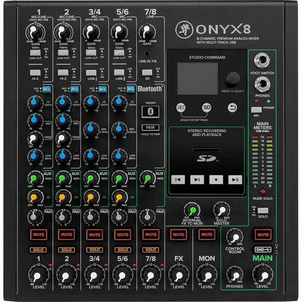 Аналоговый микшер Mackie Onyx 8 8-Channel Premium Analog Mixer with Multi-Track USB