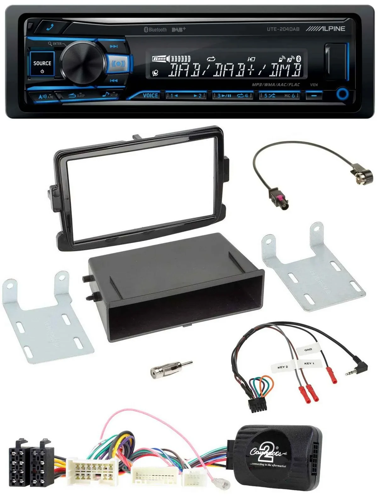 Alpine USB Bluetooth DAB Lenkrad Autoradio für Dacia Dokker Lodgy Sandero ab 12