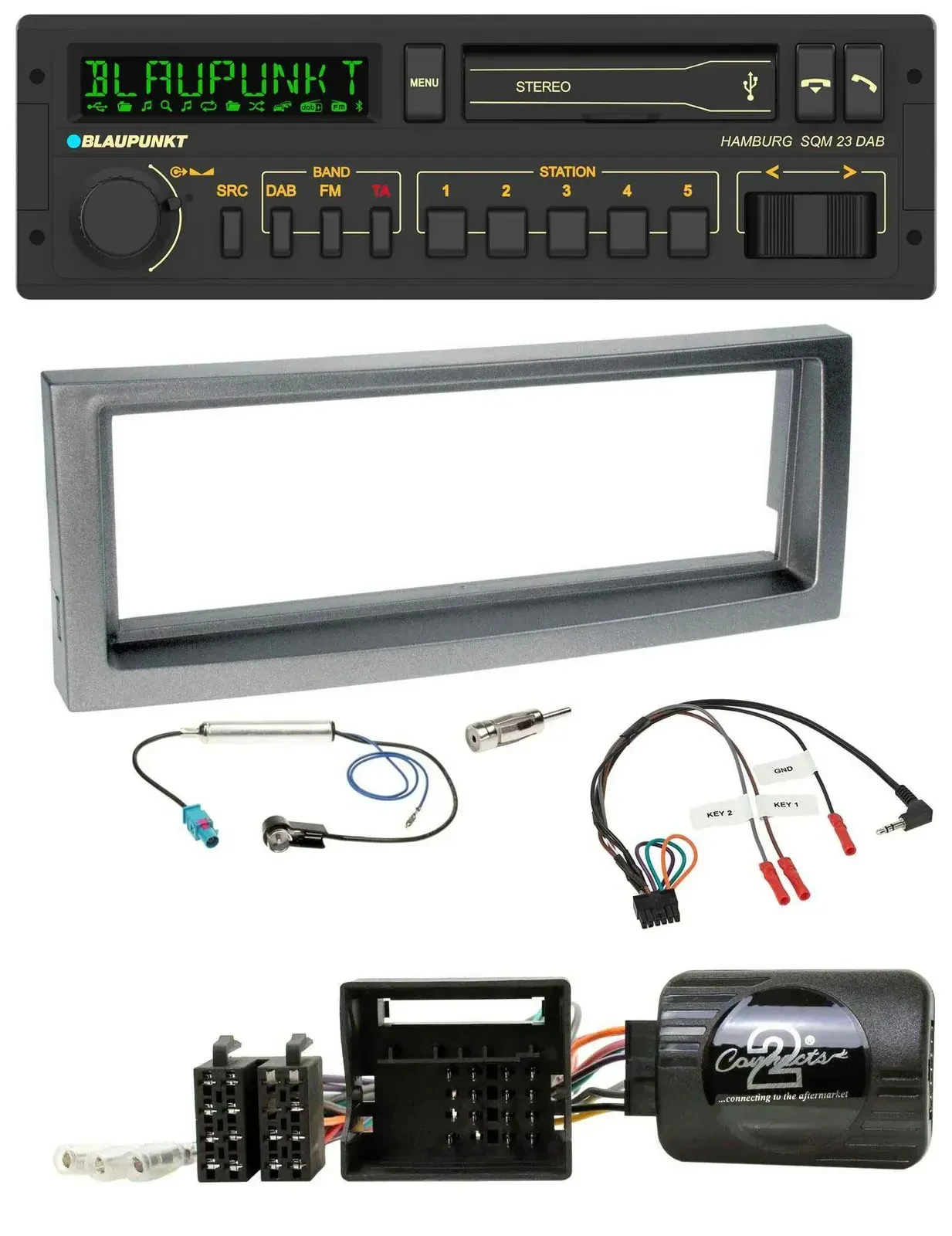 Blaupunkt USB DAB Bluetooth Lenkrad Autoradio für Citroen C5 ab 2005 grau-metall