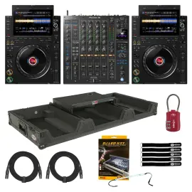 AlphaTheta CDJ-3000X 2-Pack with DJM-A9 Mixer and Laptop Shelf Case