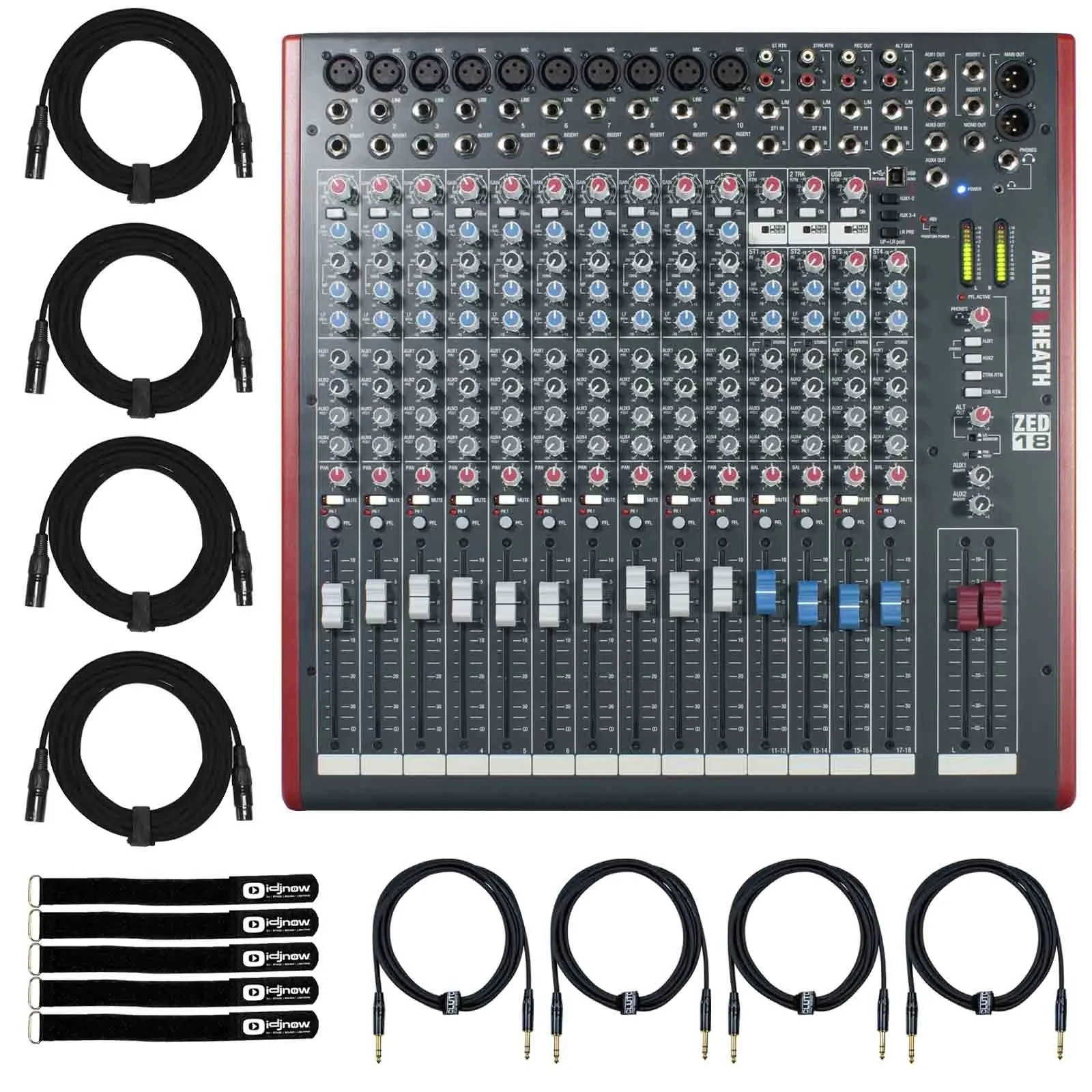 Allen & Heath ZED-18 Multipurpose USB Mixer for Live Sound & Recording Pack