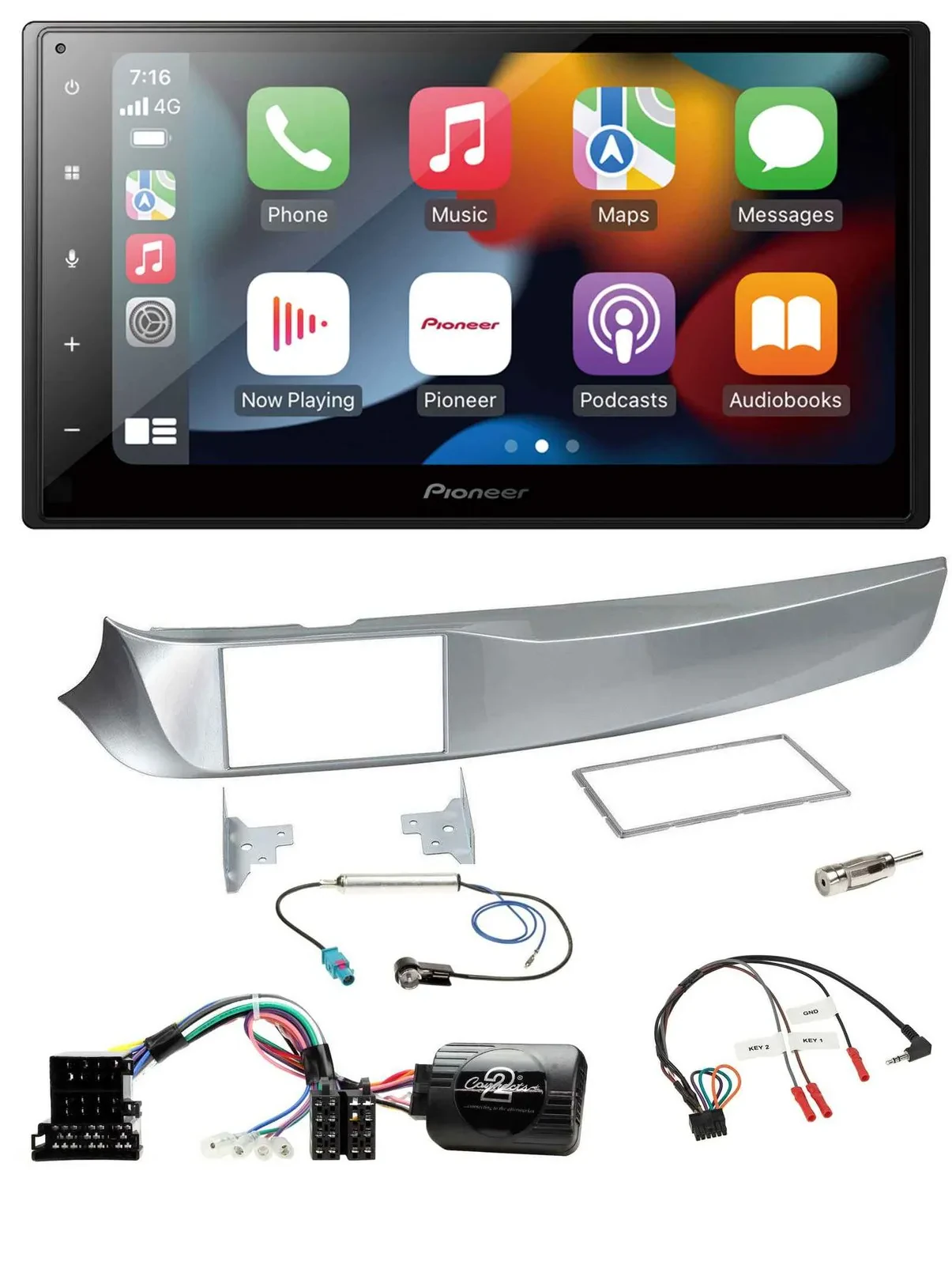 Автомагнитола для Alfa Romeo Giulietta (2010–2014) Pioneer 2DIN, DAB, Bluetooth, USB, поддержка кнопок на руле
