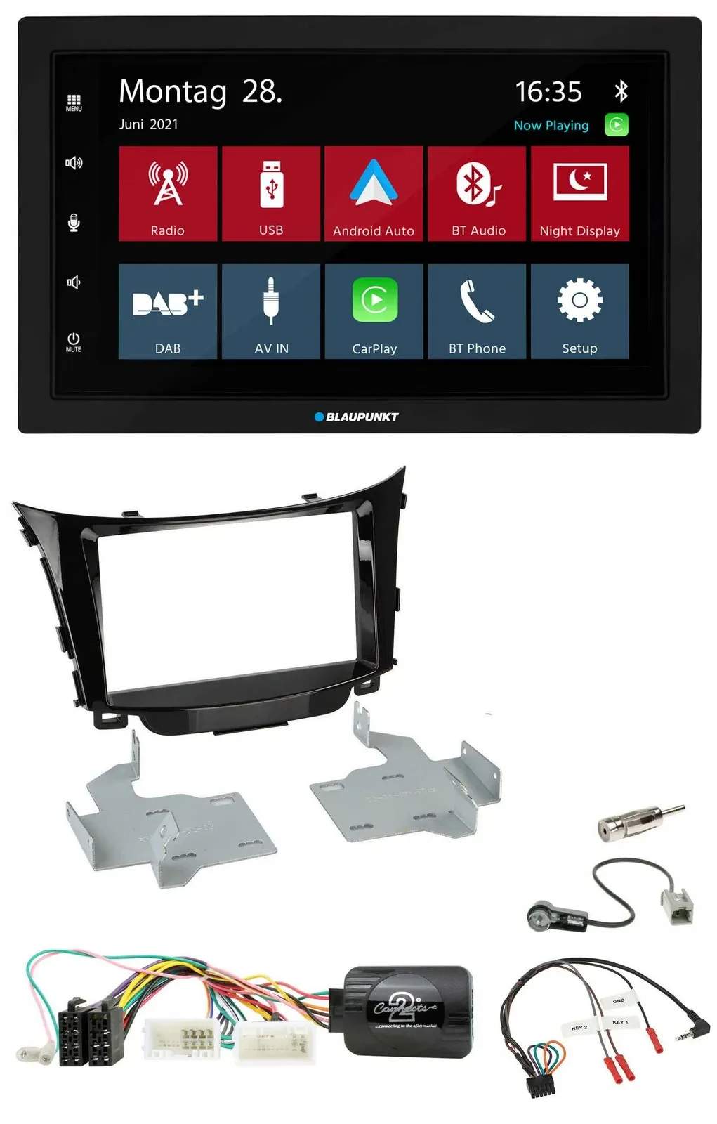 Blaupunkt Lenkrad Bluetooth DAB 2DIN USB Autoradio für Hyundai i30 2012-2017