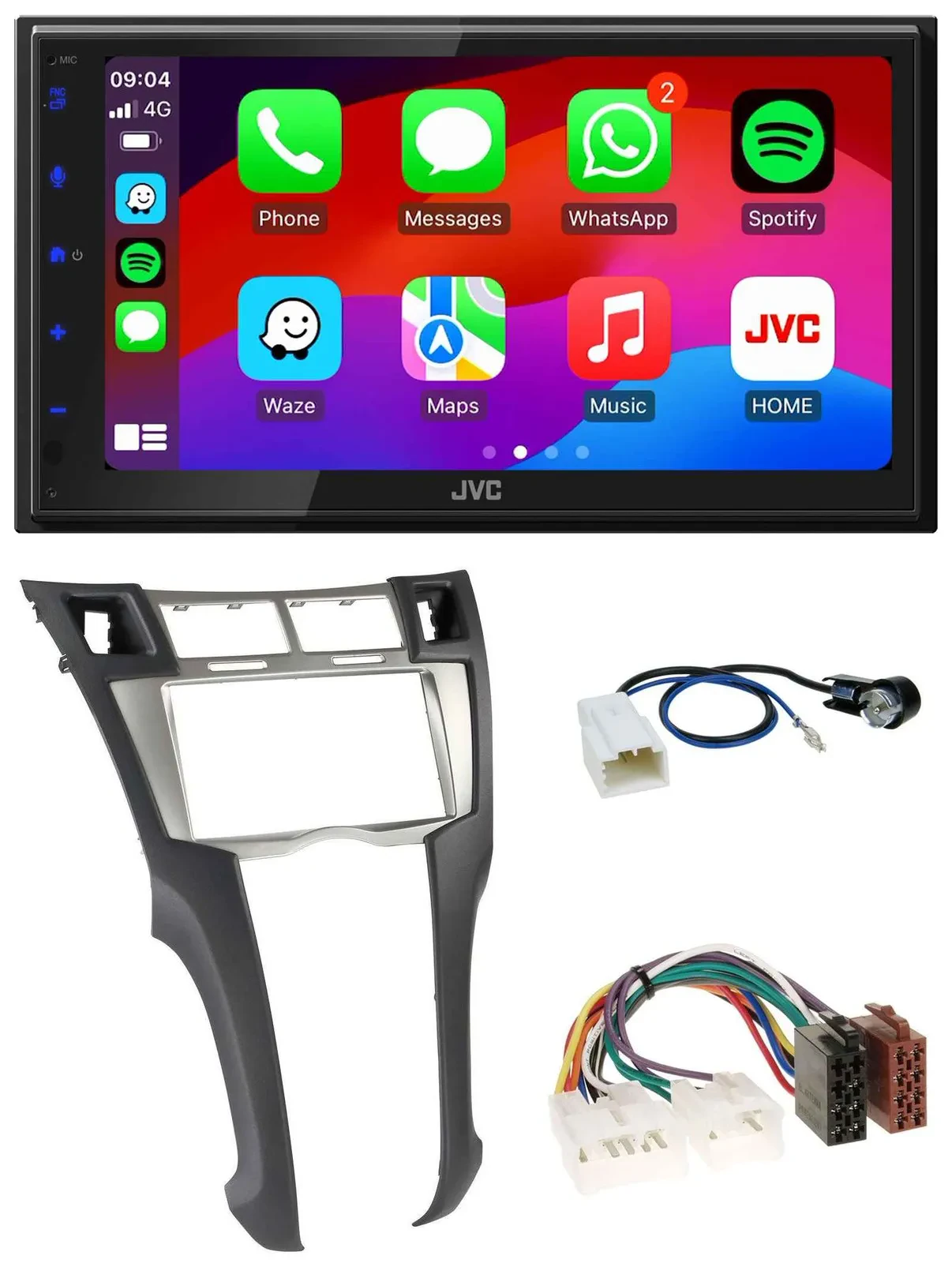 Автомагнитола JVC 2DIN, Bluetooth, DAB, USB, MP3 для Toyota Yaris (2007–2011)