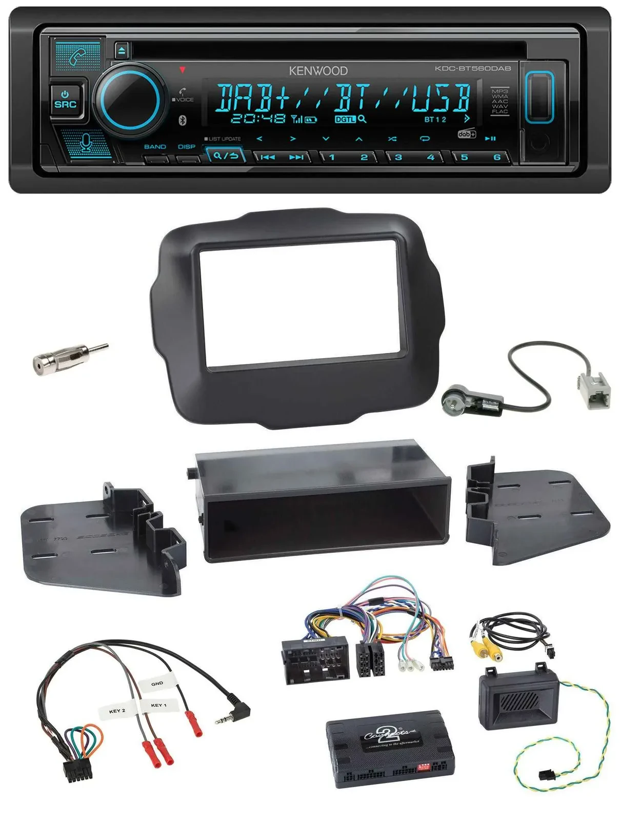 Kenwood Bluetooth DAB CD Lenkrad USB Autoradio für Jeep Renegade ab 2015