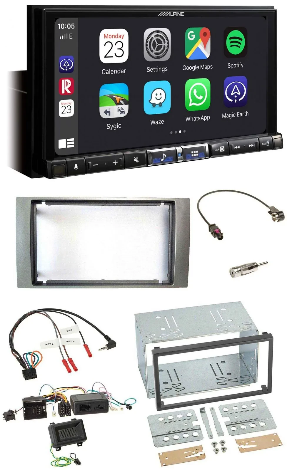 Alpine 2DIN DAB USB Lenkrad Bluetooth Autoradio für Ford Kuga 2008-2012 silber