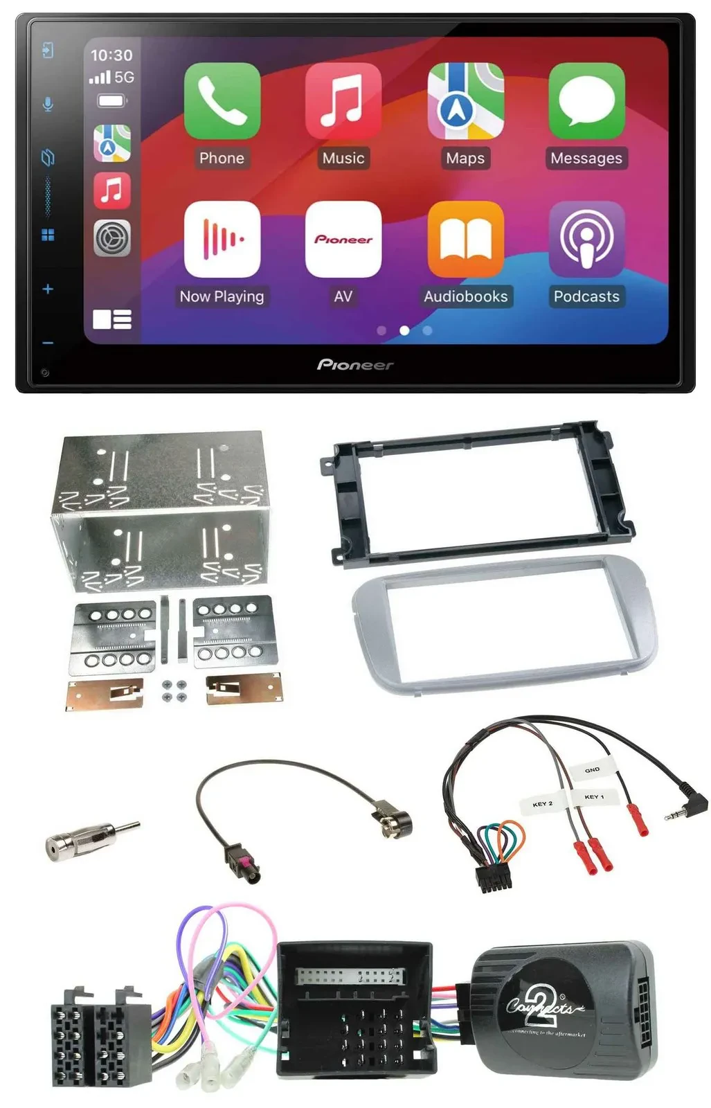 Pioneer DAB USB Lenkrad Bluetooth 2DIN Autoradio für Ford Mondeo S-Max Profi sil