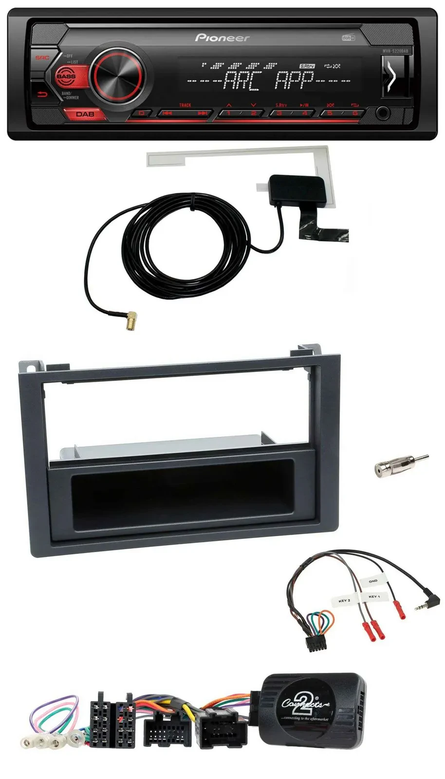 Автомагнитола для Saab 9-3 Pioneer 1-DIN USB DAB MP3 с поддержкой управления на руле