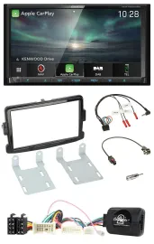 Kenwood Bluetooth USB 2DIN Lenkrad TMC DAB Navigation für Dacia ab 2012 piano sc