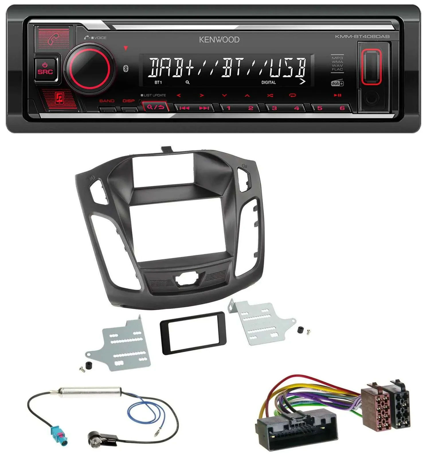 Автомагнитола для Ford Focus (2011–2014) Kenwood MP3, Bluetooth, USB, DAB