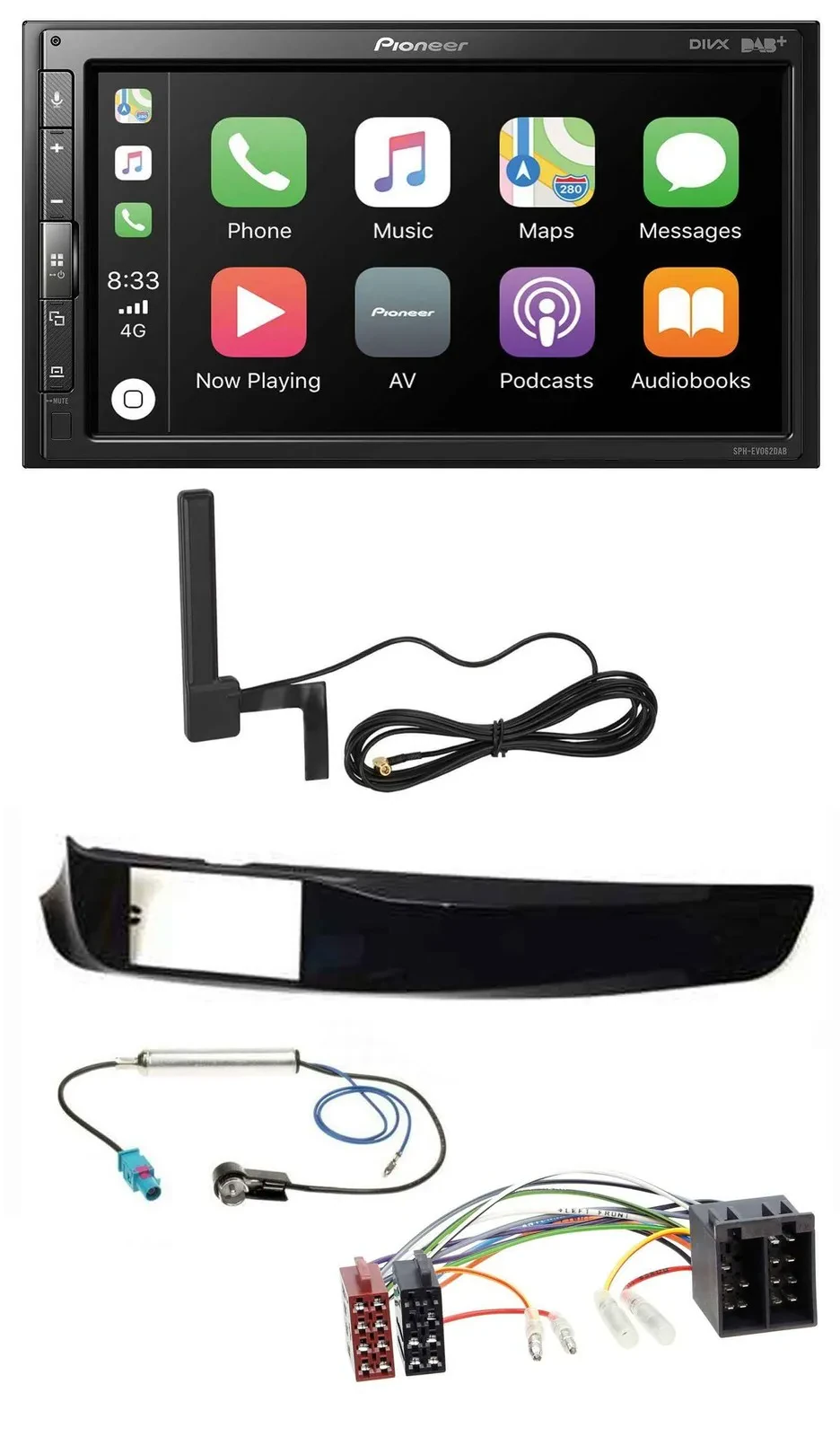 Pioneer USB 2DIN Bluetooth DAB MP3 Autoradio für Alfa Giulietta schwarz glänzend