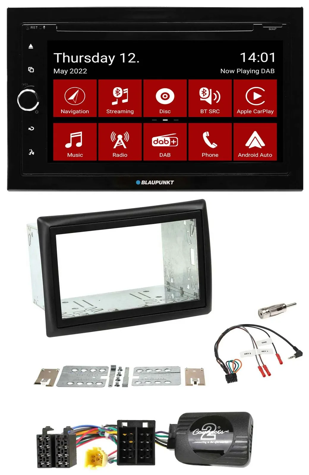 Blaupunkt 2DIN Lenkrad Bluetooth USB TMC DAB Navigation für Renault Megane II 20