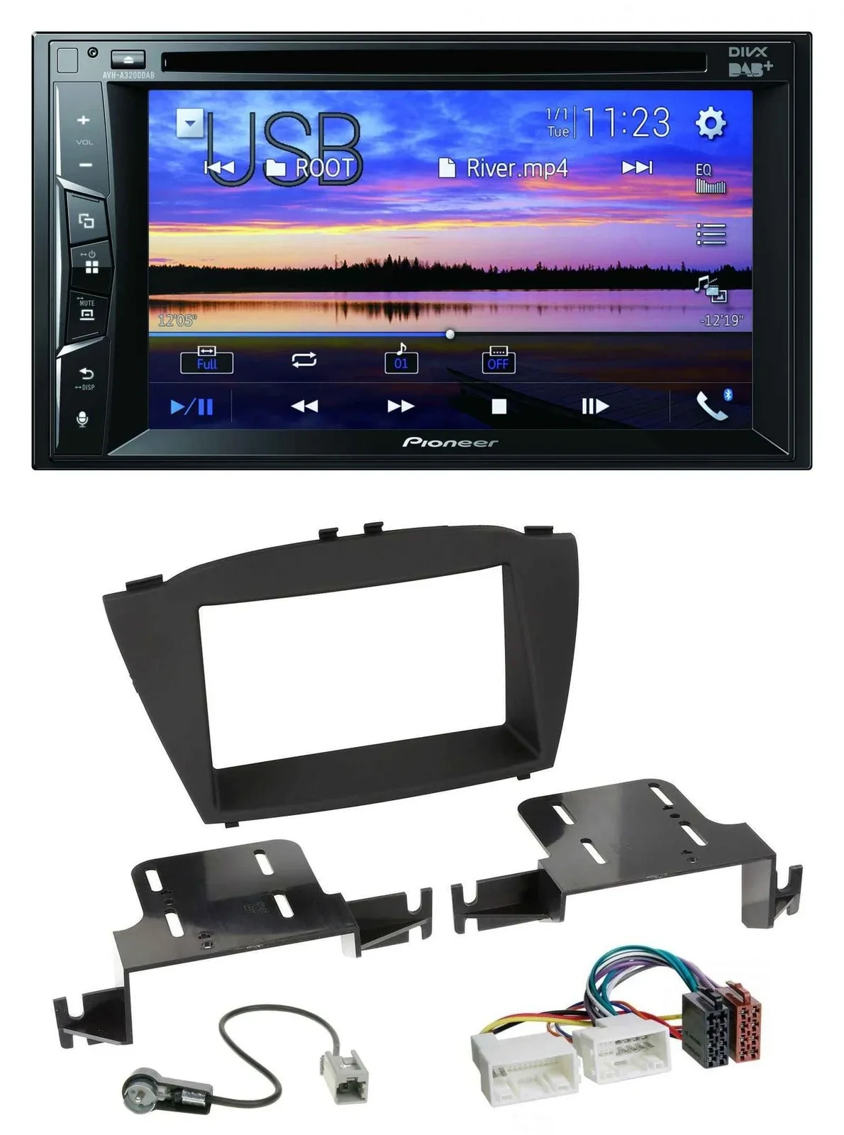 Автомагнитола Pioneer 2DIN Bluetooth USB DVD DAB MP3 для Hyundai ix35 (с 2013)