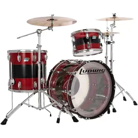 Ударная установка акустическая Ludwig Vistalite 50th Ann 3-Piece FAB Shell Pack 22"x14", 13"x9", 16"x16" Red Sparkle/Smoke/Red Sparkle (набор, 3 шт.)