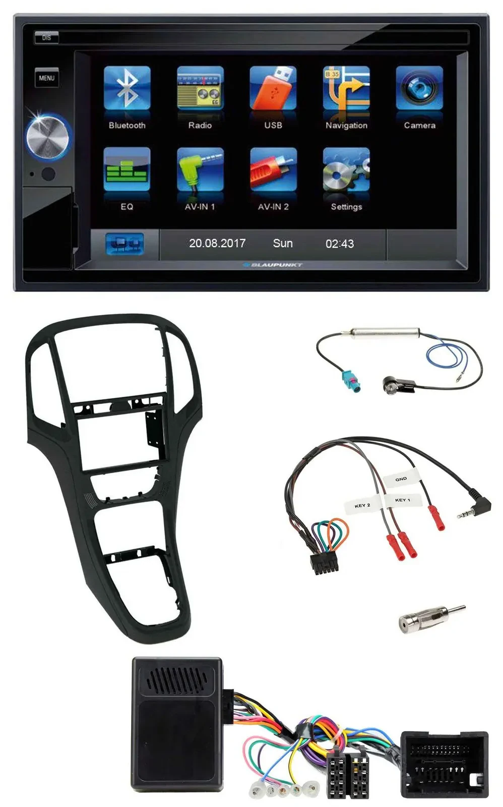 Blaupunkt SD USB TMC Bluetooth 2DIN Lenkrad Navigation für Opel Astra ab 09 Perl