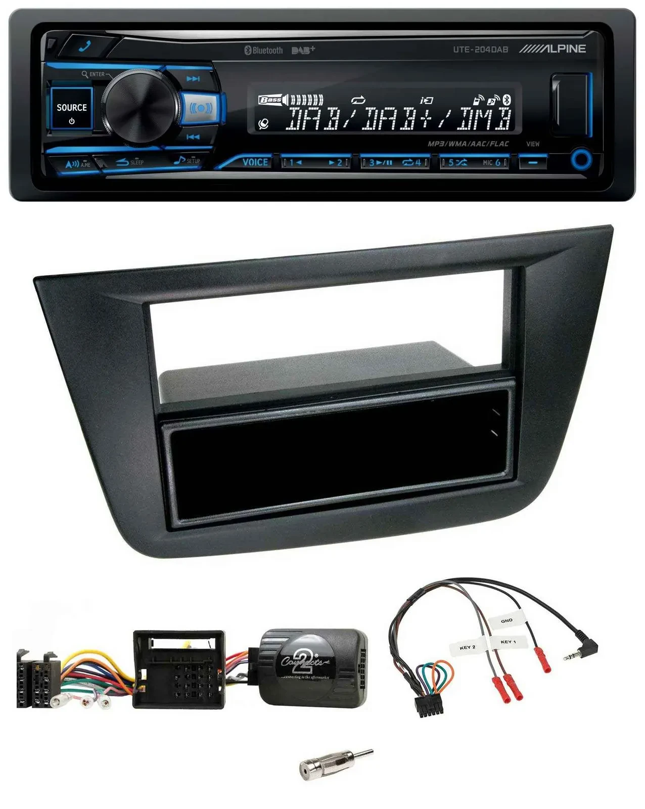 Alpine USB Bluetooth DAB Lenkrad Autoradio für Seat Altea Toledo 2004-2009 schwa