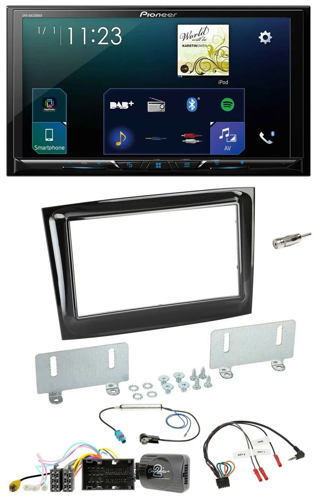 Pioneer Lenkrad Bluetooth USB 2DIN DAB Autoradio für Fiat Doblo ab 15 piano schw