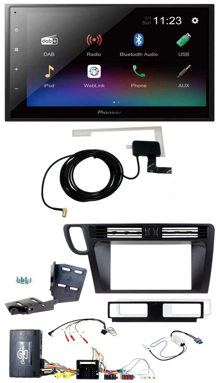 Pioneer DAB Lenkrad Bluetooth 2DIN USB Autoradio für Audi Q5 8R 08-17 Infoadapte