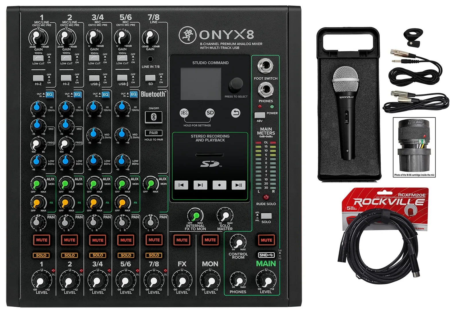 Аналоговый микшер Mackie ONYX8 с микрофоном и кабелем
