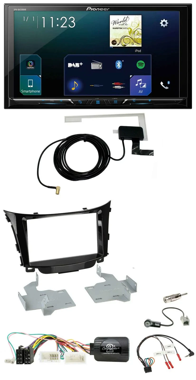 Pioneer 2DIN DAB USB Lenkrad Bluetooth Autoradio für Hyundai i30 2012-2017