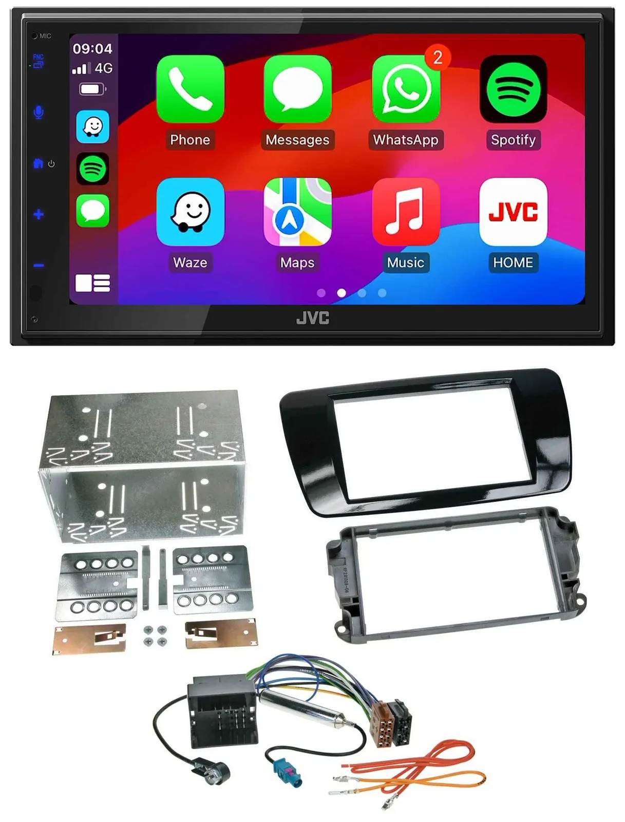 JVC Bluetooth USB MP3 2DIN DAB Autoradio für Seat Ibiza ab 08 Klavierlack-schwar
