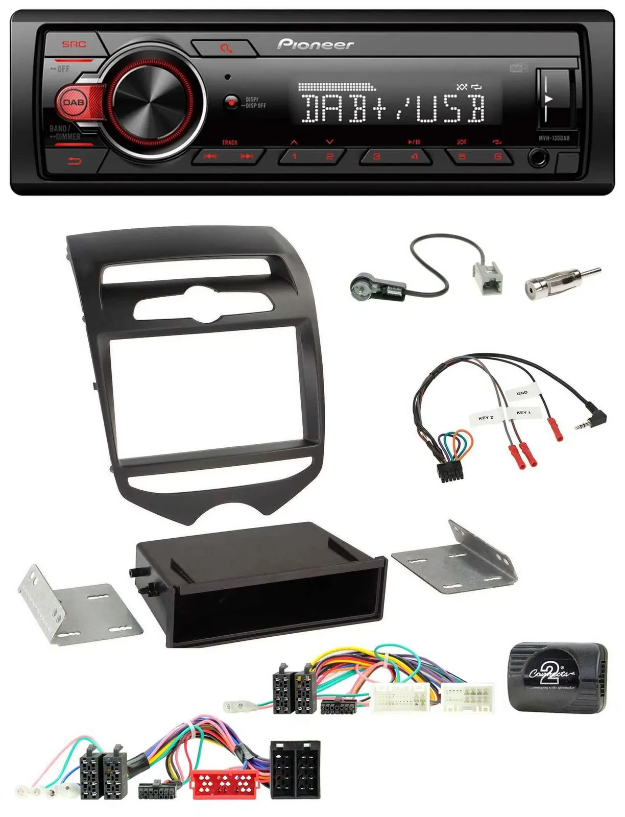 Pioneer MP3 1DIN DAB USB Lenkrad Autoradio für Hyundai ix20 ab 2010 man. Klima