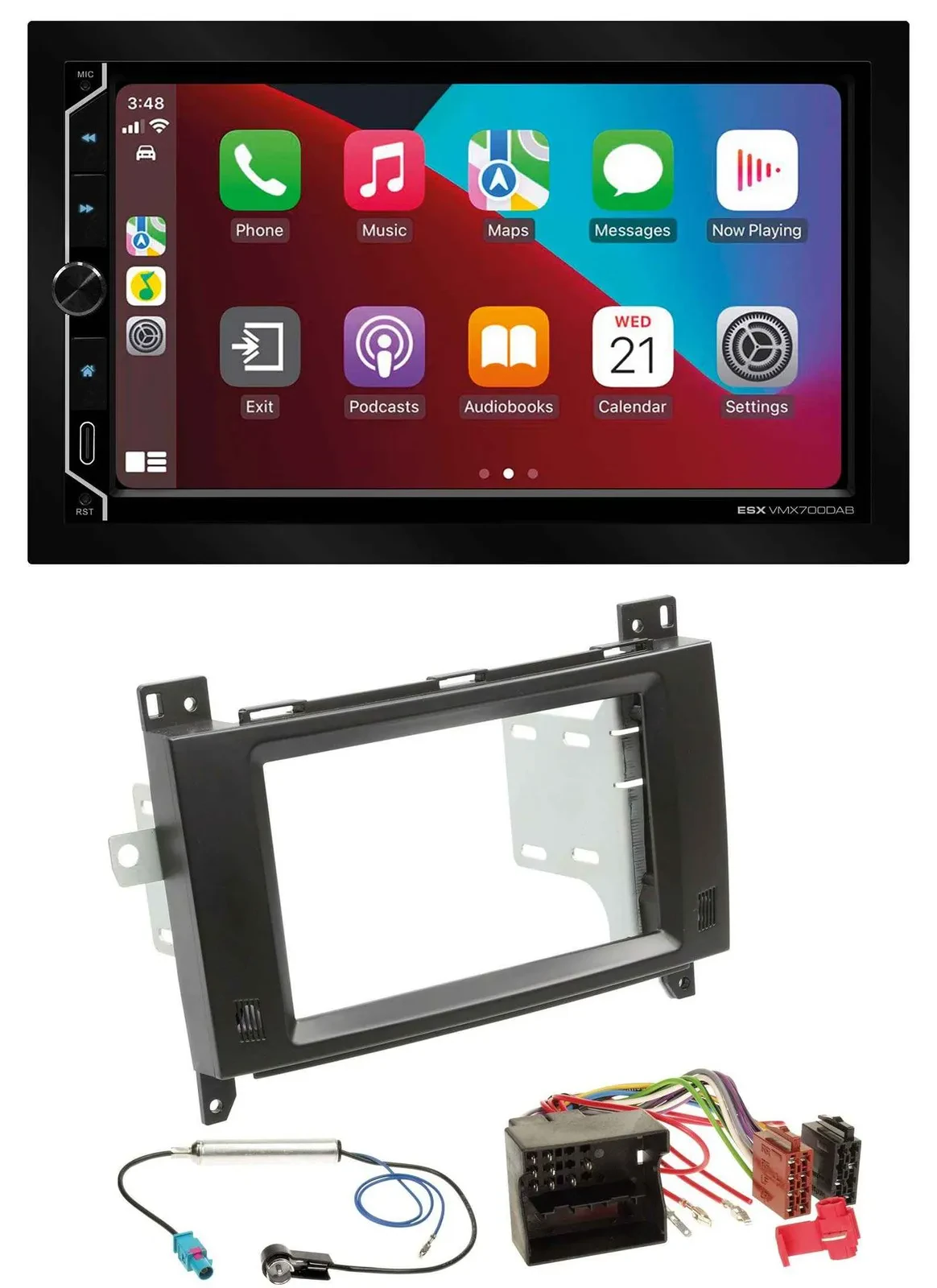 Автомагнитола ESX 2DIN DAB USB MP3 Bluetooth для Mercedes Viano/Vito 2006–2014 черная