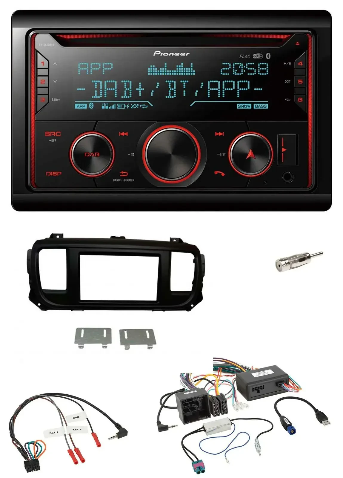 Автомагнитола Pioneer 2-DIN, DAB, Bluetooth, USB, CD, совместима с Citroen Jumpy Spacetourer, поддержка управления на руле