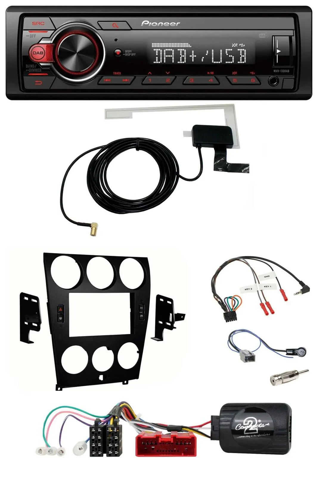 Автомагнитола для Mazda 6 (2006–2008) Pioneer 1DIN, MP3, DAB, USB, управление с руля