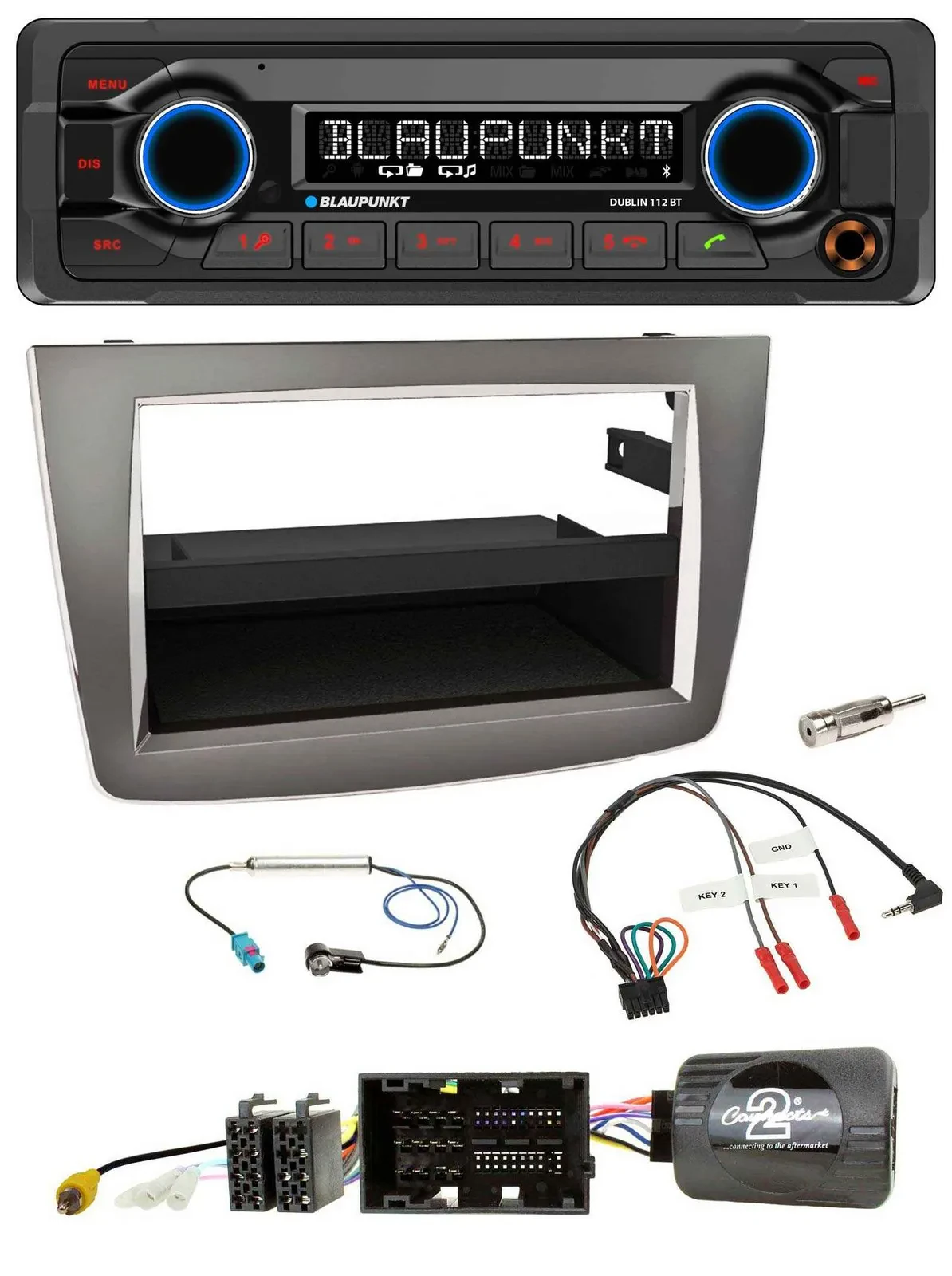 Blaupunkt MP3 Bluetooth USB Lenkrad Autoradio für Alfa Mito 2014-2018 955 silber