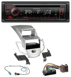 Kenwood MP3 CD USB Bluetooth DAB Autoradio für Ford Fiesta Display 10-17 silber