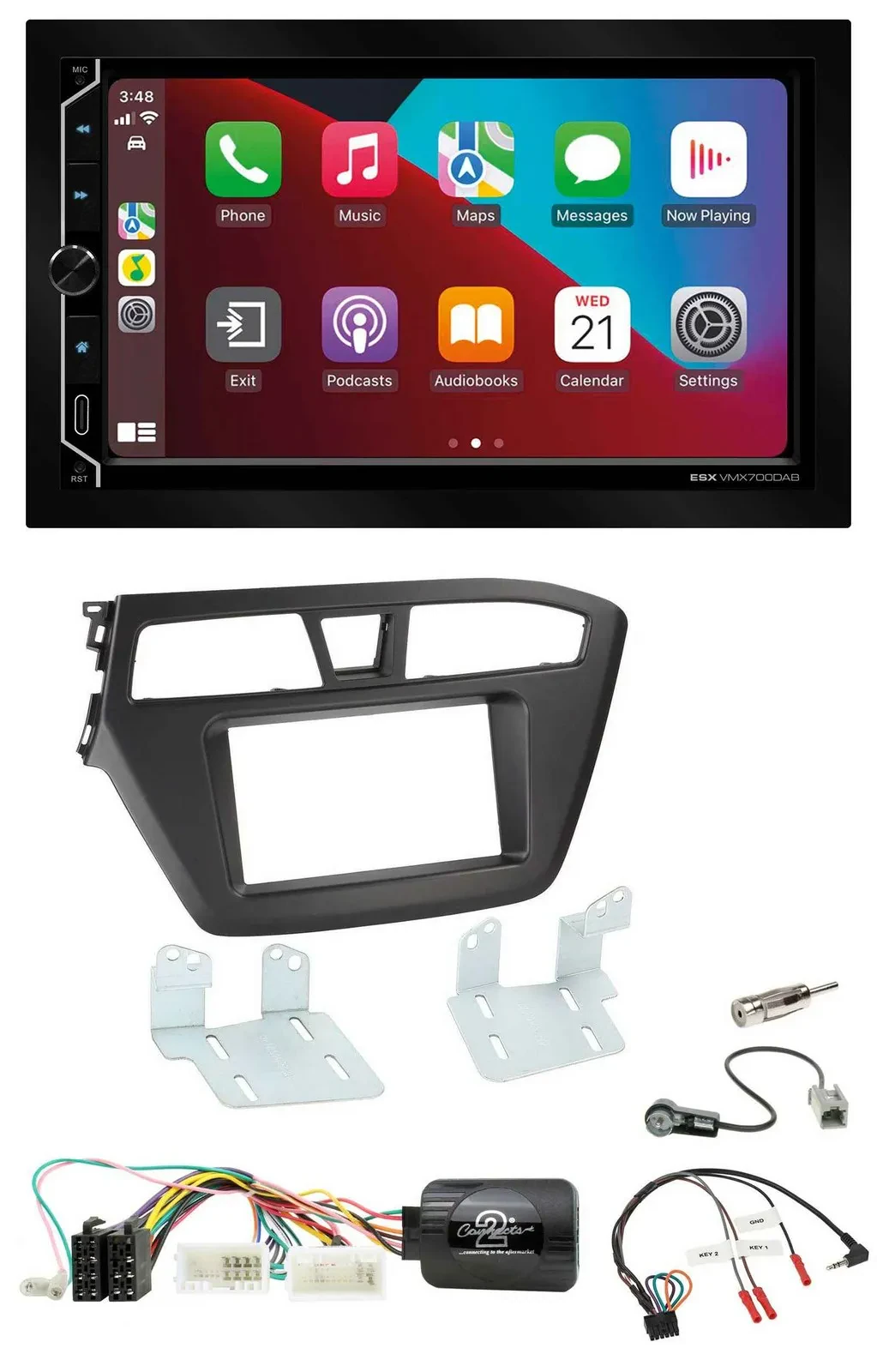 ESX 2DIN DAB USB Lenkrad Bluetooth Autoradio für Hyundai i20 ab 2015 ohne Sounds