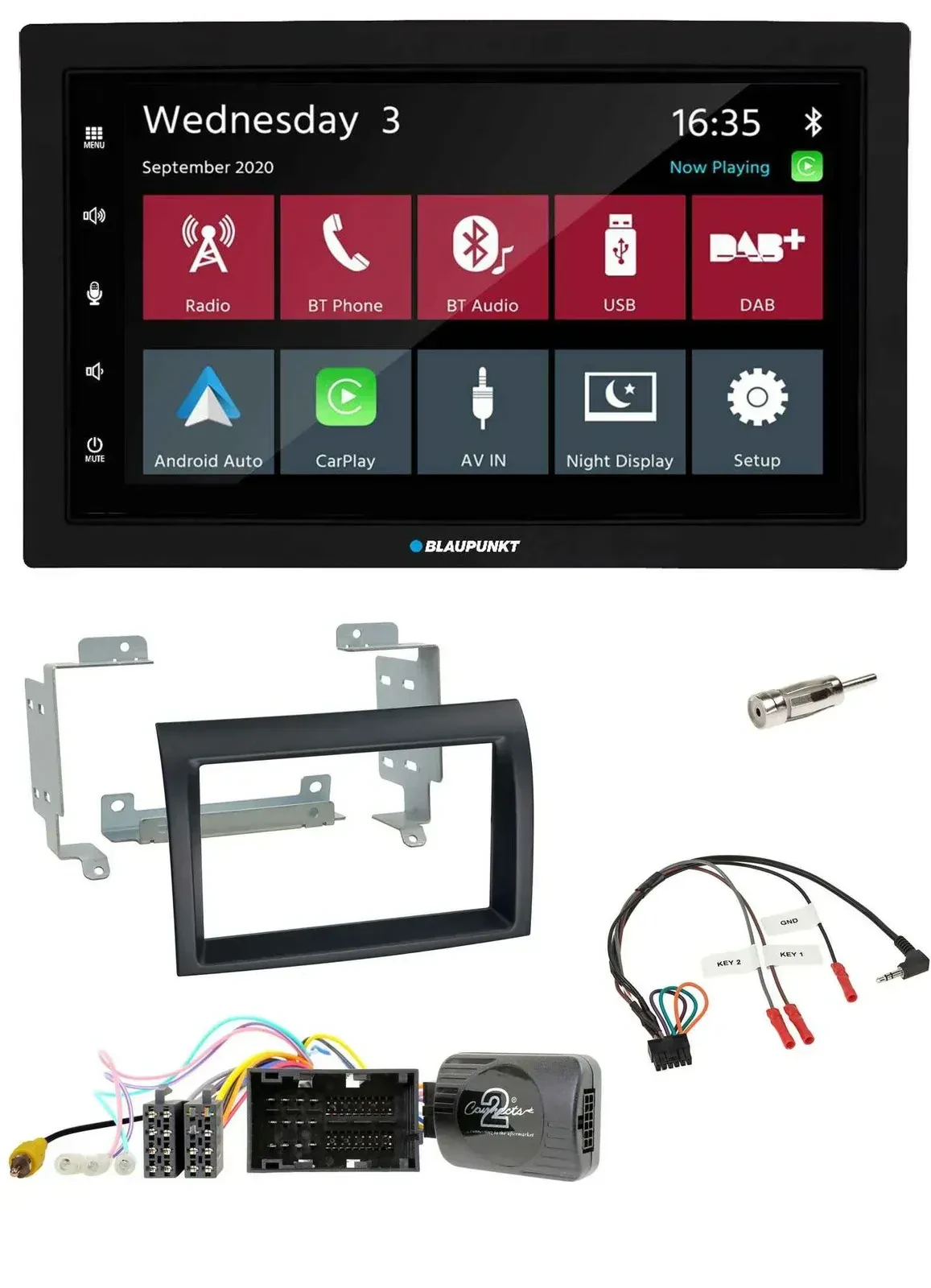 Blaupunkt 2DIN Lenkrad USB Bluetooth DAB Autoradio für Citroen Jumper ab 14 schw