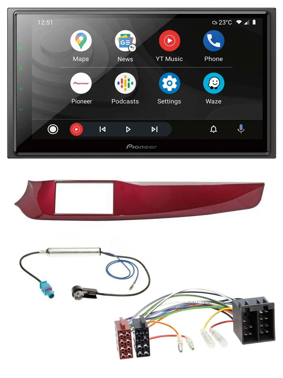Автомагнитола Pioneer 2-DIN, USB, DAB, MP3, Bluetooth, для Alfa Giulietta 2010–2013, красный глянец