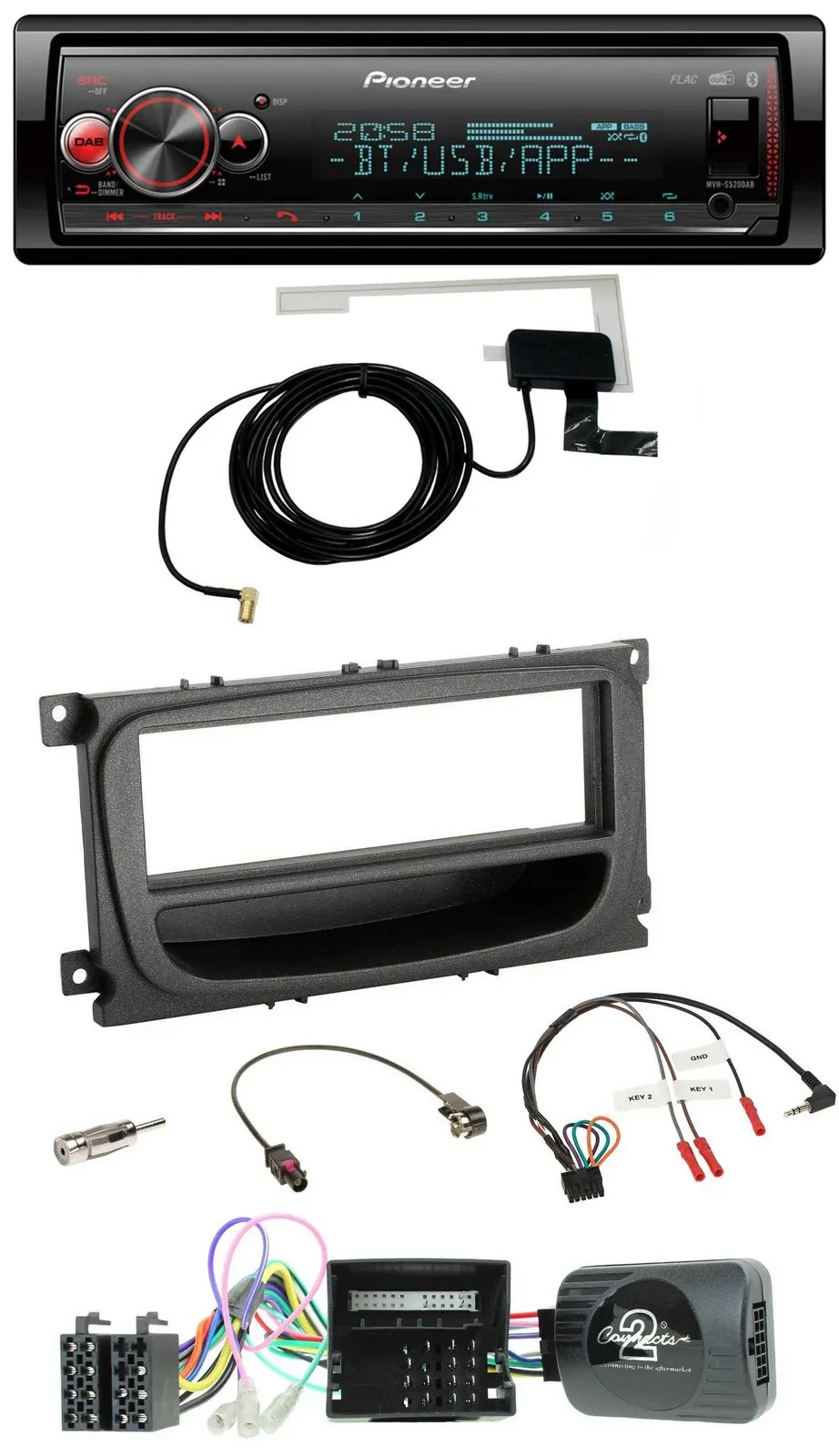 Pioneer Bluetooth DAB USB Lenkrad Autoradio für Ford C-Max Focus Can 07-10 Galax